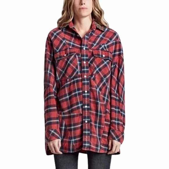 R13 Red Plaid Button Down Shirt - Picture 1 of 13